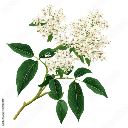 Blossoming Elderberry Flowers on transparent background