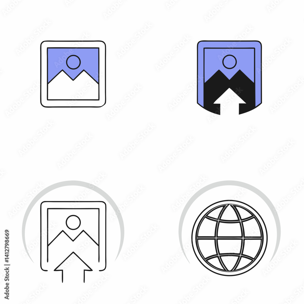 Monochrome icons with bold strokes for dark mode applications Monochrome icons with bold strokes for dark mode applications