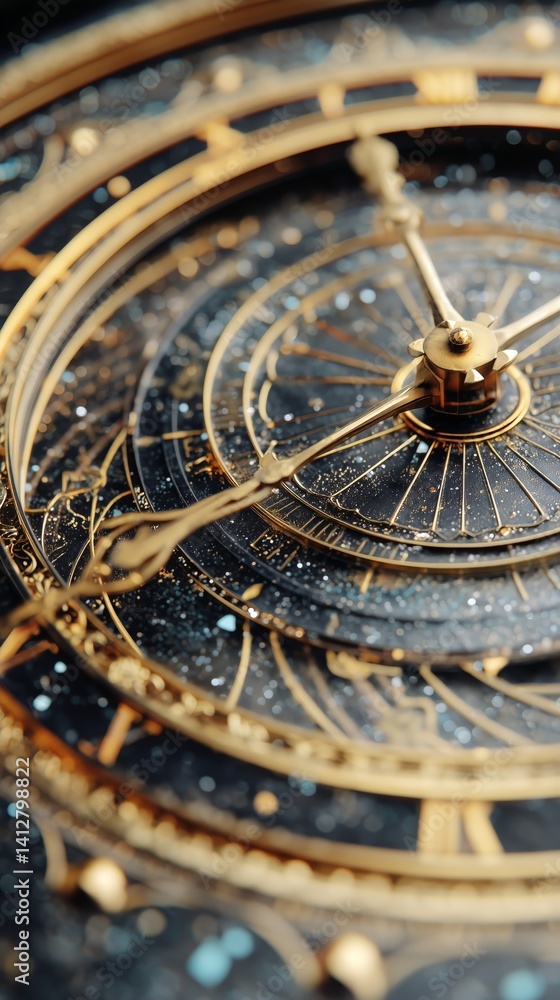 Intricate Clock Mechanism and Design in a Historic Location at Twilight
