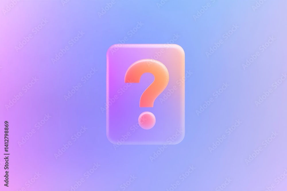 Minimalist flat design help icon with oversized question mark on gradient background Minimalist flat design help icon with oversized question mark on gradient background