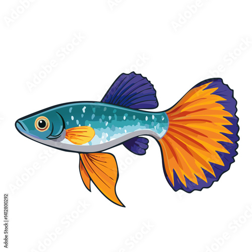 Obraz na płótnie illustration of cartoon Poecilia reticulata guppy fish vector icon design w salonie