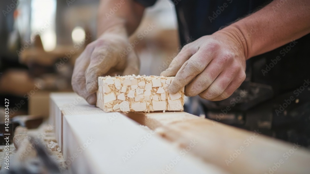 Construction worker checking the alignment of a wall frame at a site. Featuring precision and attention to detail Construction worker checking the alignment of a wall frame at a site. Featuring precision and attention to detail