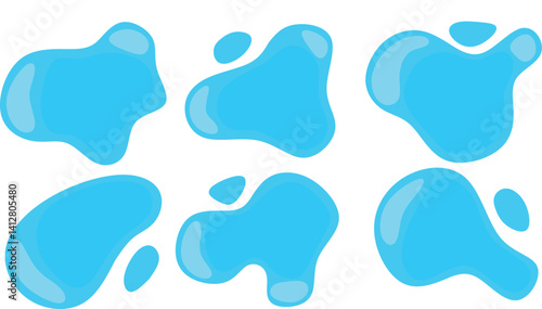 blue water puddle set illustration set 