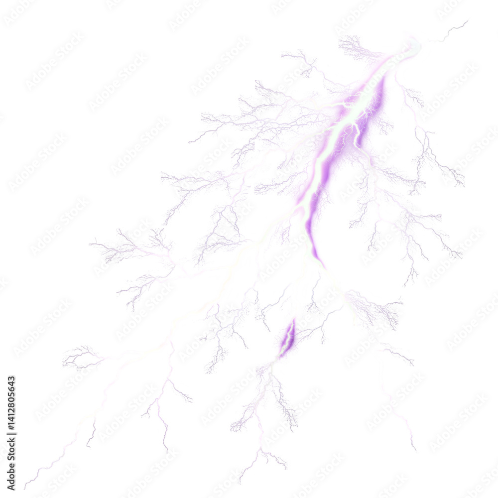 Obraz premium Purple lightning isolated on white background