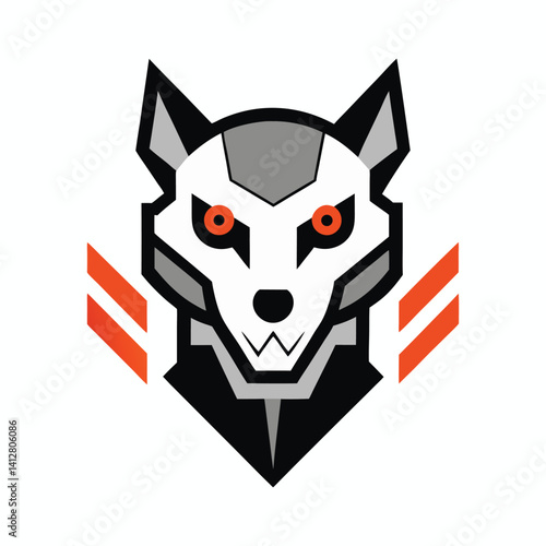 robot head mascot logo vector art illustration
