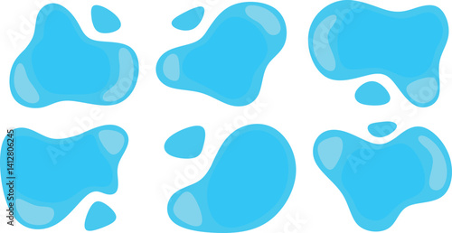 blue water puddle set illustration set 
