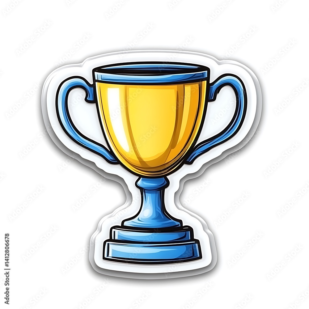 A Cartoon Illustration of a Gold Trophy on a White Background A Cartoon Illustration of a Gold Trophy on a White Background