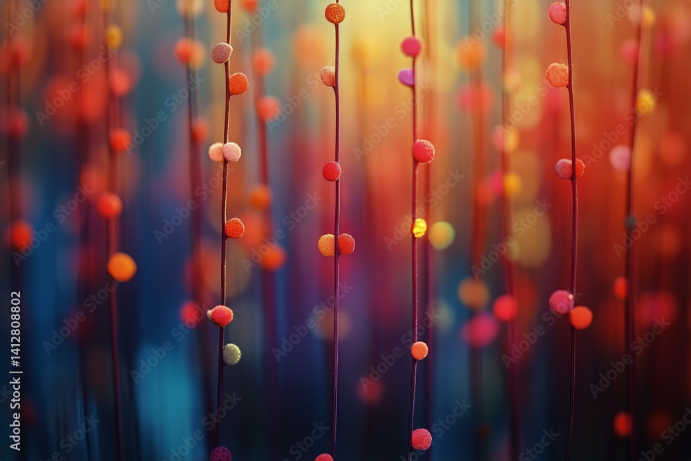 Colorful Decorations Create a Vibrant Atmosphere at an Outdoor Festival During Sunset