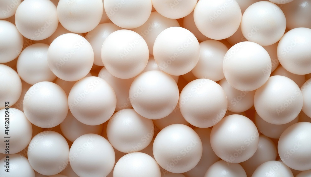 Close-up of many round, light-cream colored spheres Close-up of many round, light-cream colored spheres