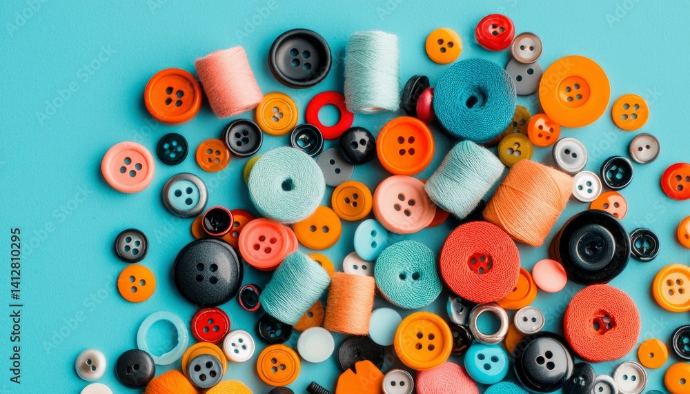 Colorful buttons and thread Colorful buttons and thread