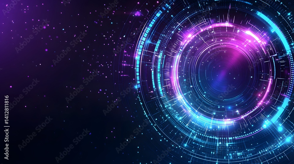 Obraz premium Abstract digital art design featuring concentric glowing rings.