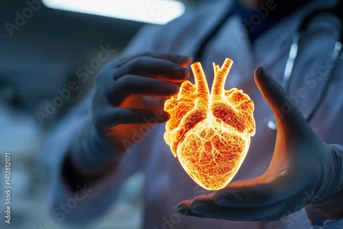 Doctor holding glowing heart