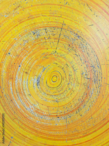 Obraz na płótnie Abstract Painted Table Top - Circular Pattern in Garden. w salonie