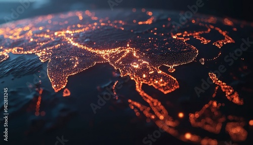 Fototapeta Naklejka Na Ścianę i Meble -  Global illuminated network map