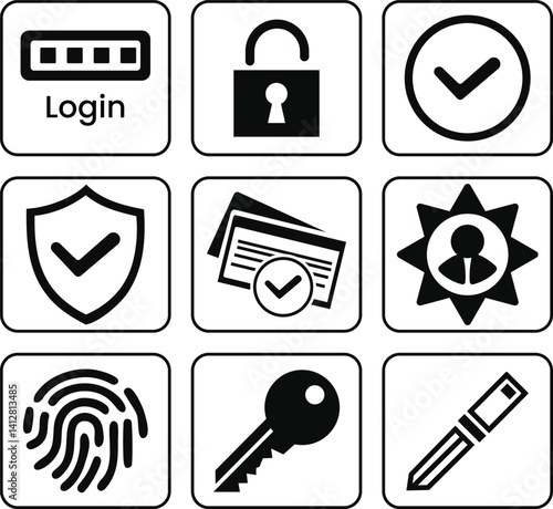 icons for web and mobile applications-a-professional-login-logout-icon-set--containing, Collection of security and access icons for digital applications