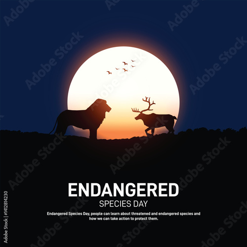 National endangered species day. endangered species day creative poster, banner, social media post, postcard, template, background, backdrop, greetings card, web banner, cover design etc.
