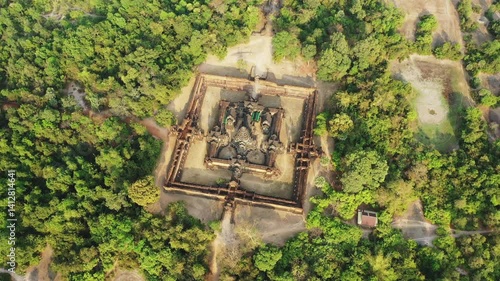 Banteay Samre in the ancient city of Angkor in Asia, Cambodia, near Siem Reap, in summer, on a sunny day. 