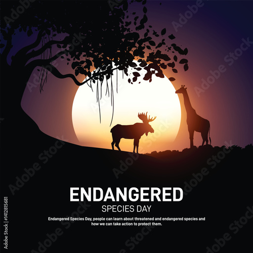 National endangered species day. endangered species day creative poster, banner, social media post, postcard, template, background, backdrop, greetings card, web banner, cover design etc.