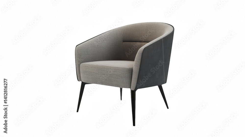 Fototapeta premium a chair with fabric upholstered in grey fabric on a transparent background, PNG image, PNG file, Generative art.