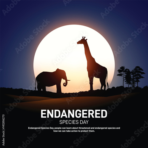 National endangered species day. endangered species day creative poster, banner, social media post, postcard, template, background, backdrop, greetings card, web banner, cover design etc.