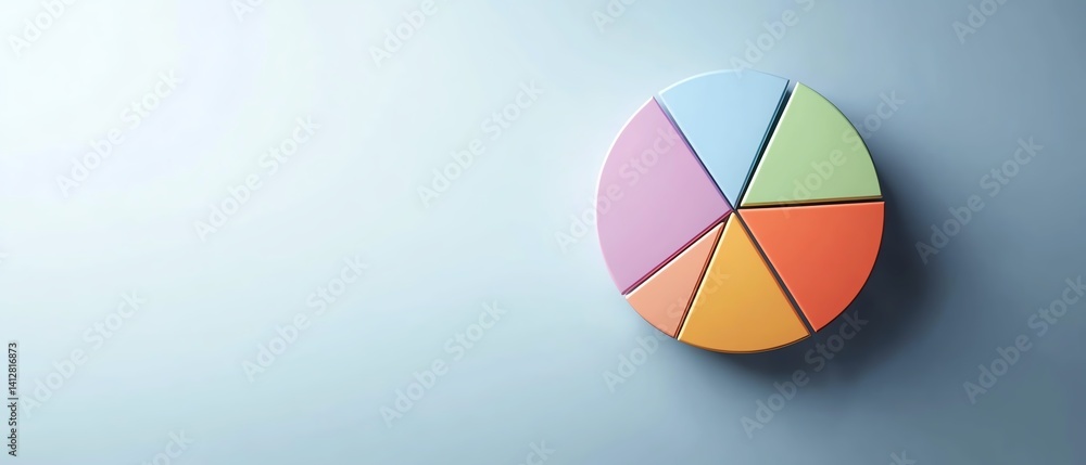 Fototapeta premium Infographicstyle chart rotating with pie segments in floating space