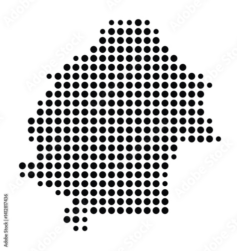 Symbol Map of Downey (United States) showing the city with a pattern of just a few black dots