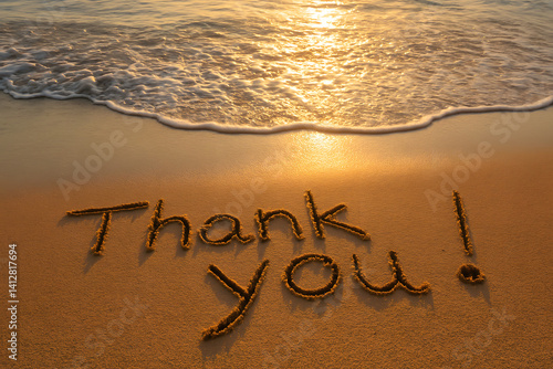 Gratitude's Embrace: A sun-kissed beach welcomes the simple yet profound message of 