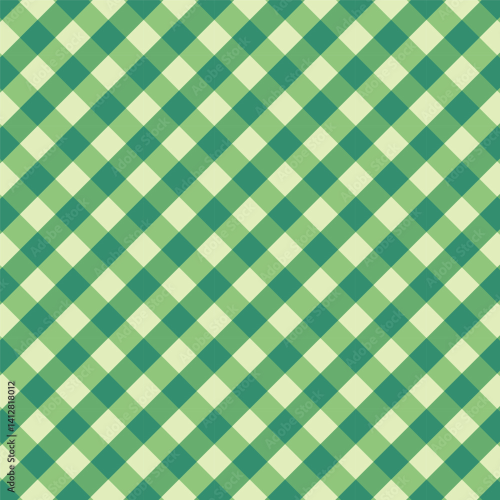 Gingham seamless pattern.Checkered tartan plaid repeat pattern in green.Geometric vector illustration background wallpaper texture for fabric and prints.