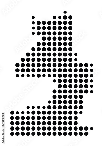 Symbol Map of Fontana (United States) showing the city with a pattern of just a few black dots