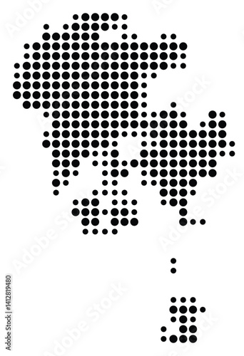 Symbol Map of Los Angeles (United States) showing the city with a pattern of just a few black dots