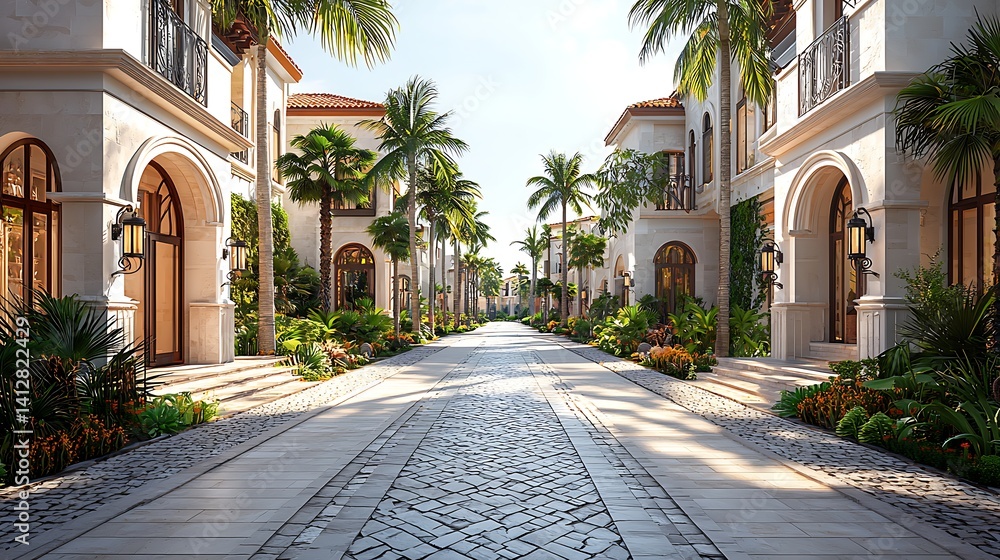 Fototapeta premium Elegant arabic courtyard architecture and plants high resolution photo