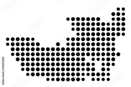 Symbol Map of Vallejo (United States) showing the city with a pattern of just a few black dots
