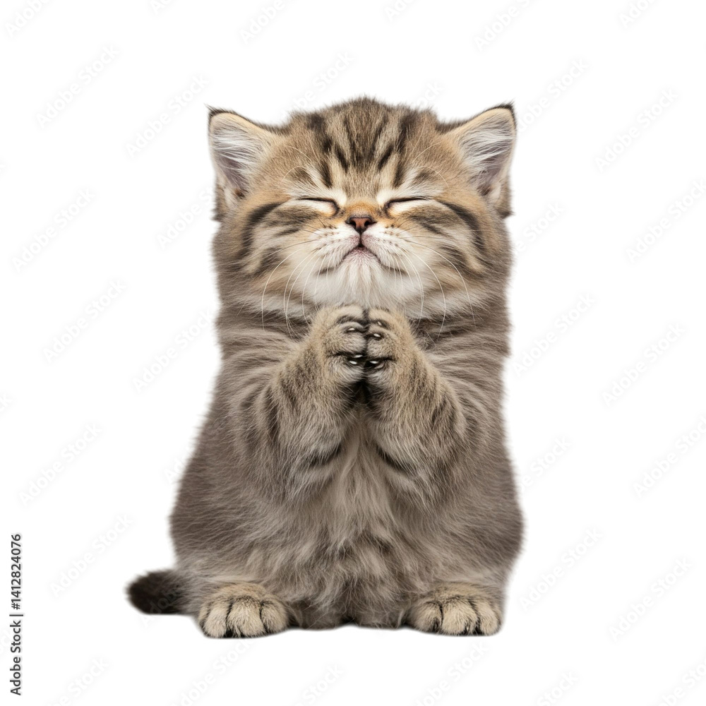 Fototapeta premium kitten in a praying pose
