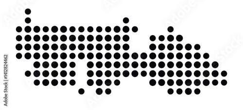 Symbol Map of Yorba Linda (United States) showing the city with a pattern of just a few black dots