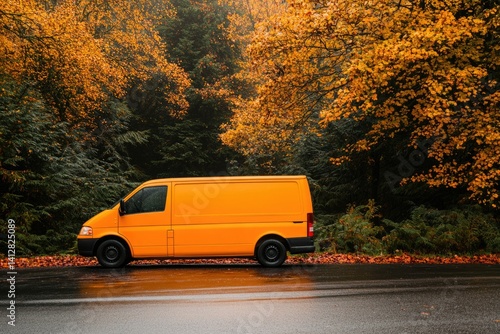 Wallpaper Mural Orange van in autumn forest Torontodigital.ca
