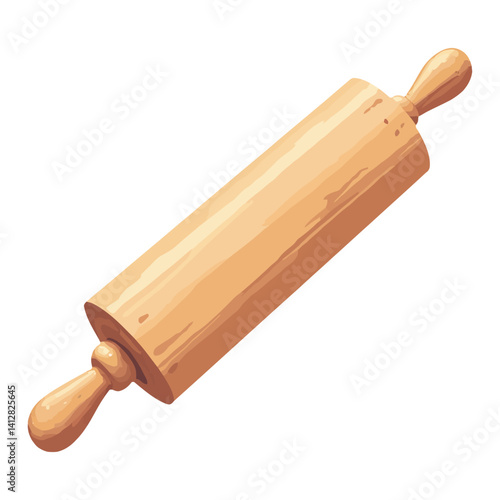 Rolling Pin for Baking Isolated Hand Drawn Vector Illustration Wooden Kitchen Utensil for Dough