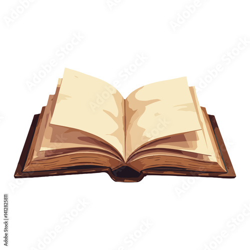 Opened Old Book with Blank Pages Isolated Hand Drawn Vector Illustration of Ancient Literature