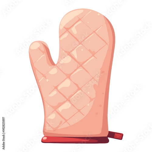 Quilted Oven Mitt or Glove for Kitchen Utensils Isolated Hand Drawn Vector Illustration