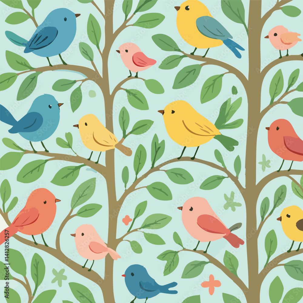 Birdies Background Print Design in Vector Birdies Background Print Design in Vector