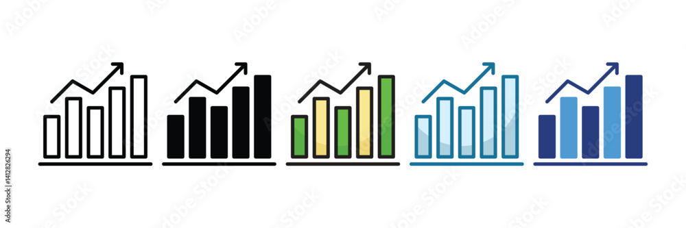 Chart Up Icon Set Multiple Style Collection Chart Up Icon Set Multiple Style Collection