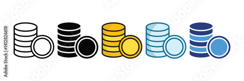 Gold Coin Icon Set Multiple Style Collection