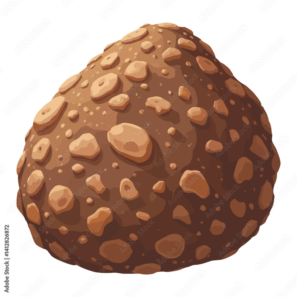 Fototapeta premium Cartoon Chocolate Truffle with Granule Topping Isolated Hand Drawn Vector Illustration