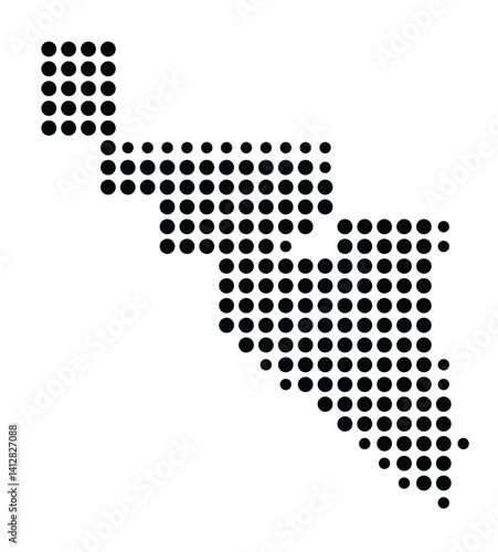 Symbol Map of Hialeah (United States) showing the city with a pattern of just a few black dots