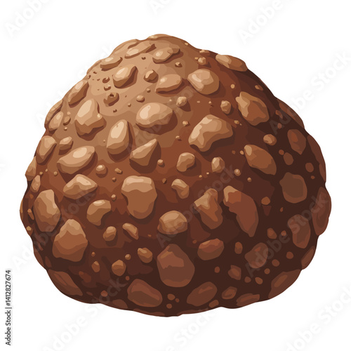 Delicious Truffle Chocolate Ball with Rough Surface Isolated Hand Drawn Vector Illustration