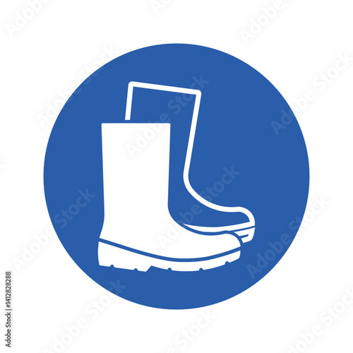 Isolated safety sign wear safety boots, symbolizing protective footwear used as essential safety gear in various work environments.