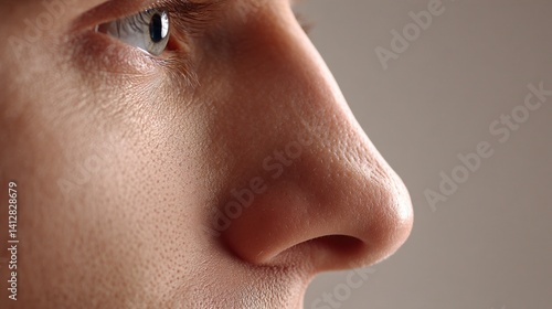 Closeup human nose profile fine art photography for beauty wellness stock