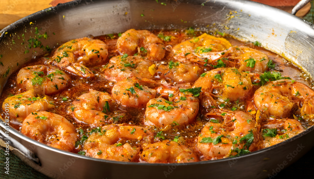 Sautéed shrimp close-up Sautéed shrimp close-up