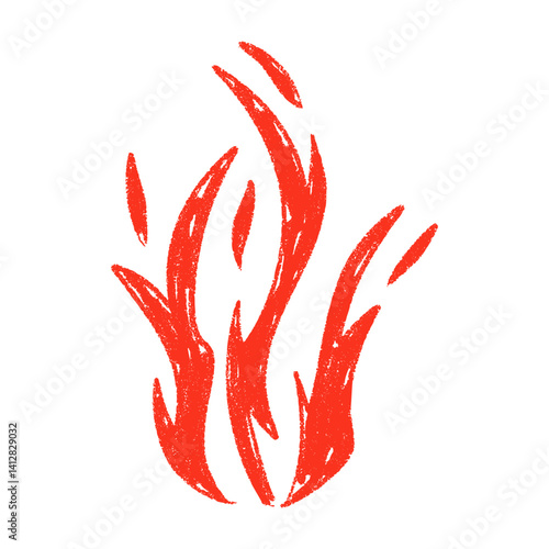 Y2K fire tattoo design with bold black flames. Hand-drawn doodle flames. Flat vector illustration isolated on white background.
