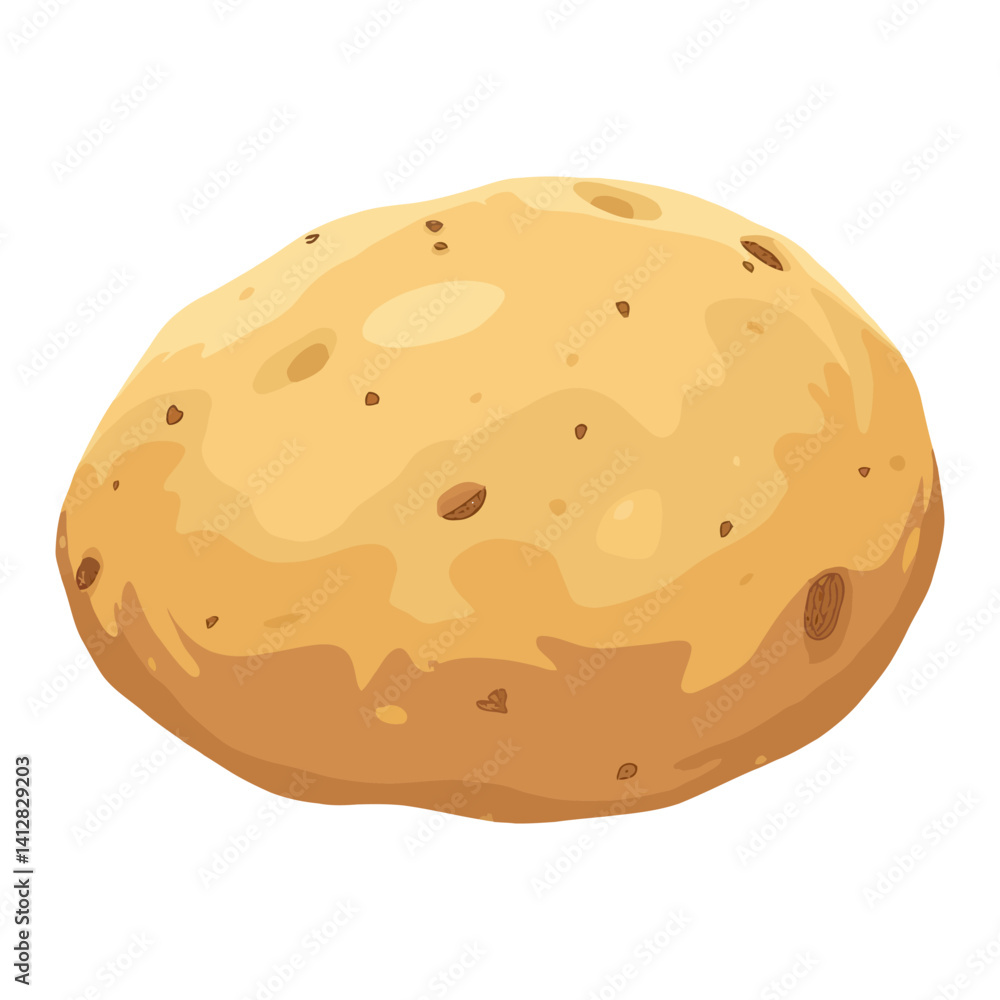 Fresh Raw Potato with Brown Spots and Textured Peel Isolated Hand Drawn Vector Illustration Fresh Raw Potato with Brown Spots and Textured Peel Isolated Hand Drawn Vector Illustration
