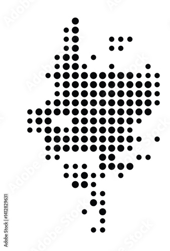 Symbol Map of Valdosta (United States) showing the city with a pattern of just a few black dots